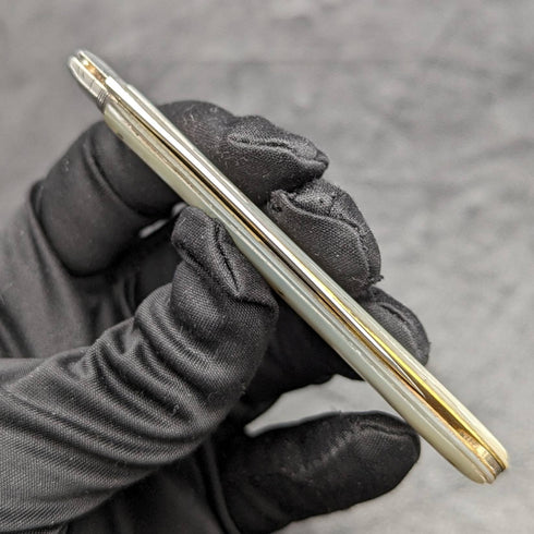 1890 British Antique White Pearl Shell Handle Pure Silver Blade Folding Pen Knife